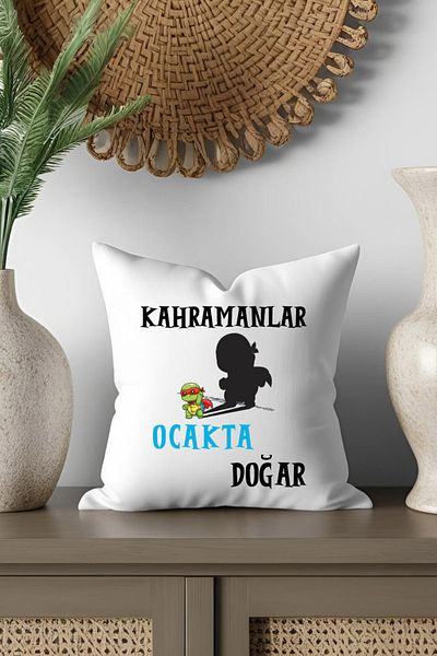 qoeuyl boutique Heroes Are Born This Month Printed Gift for Wife, Lover, Friend Father Satin Mini Decorative Pillow