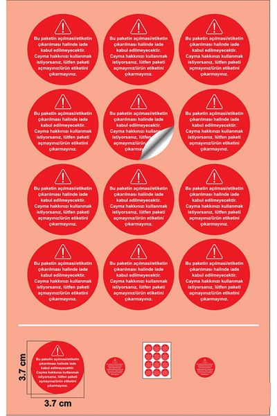 EcoNest Hygiene Label Sticker Artistic Round Food-Red Cayma Right Label (3,7X3,7Cm) 108 Pieces