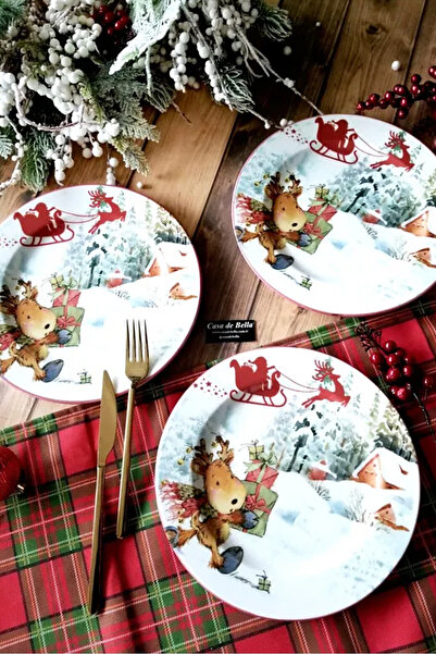 Home Jingloo 6’lı Dijital Baskı Yılbaşı Pasta Tabağı Seti – 20 cm