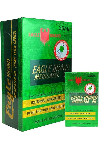 Eagle Brand Natural Medicated Oil for Muscle Aches and Pains, Includes 12 Individual 1.2 oz. Bottles