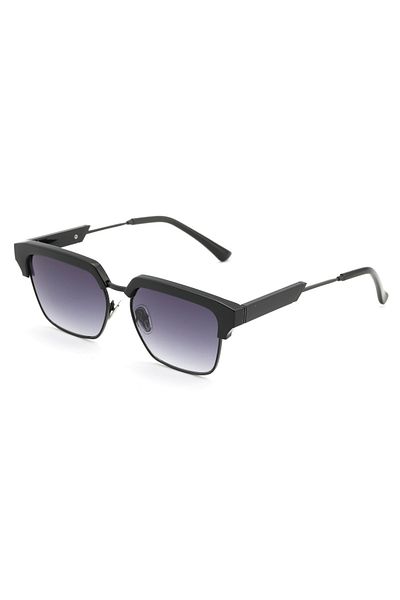 TomyHelf Square Half Frame Design Black Frame Black Glass Women&Men Sunglasses