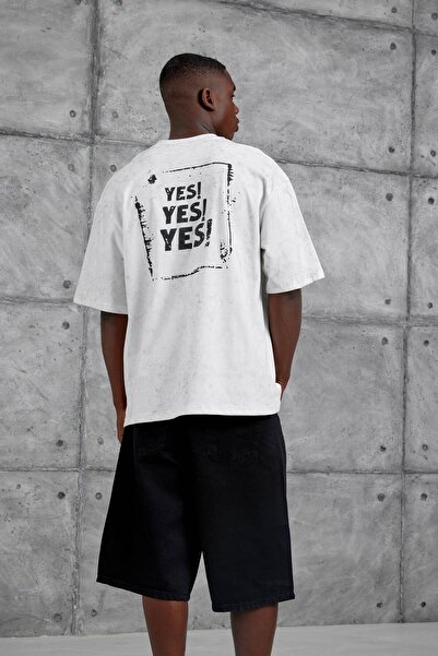 NOMARC Ανδρικό μπλουζάκι με λευκό γράμμα Oversize