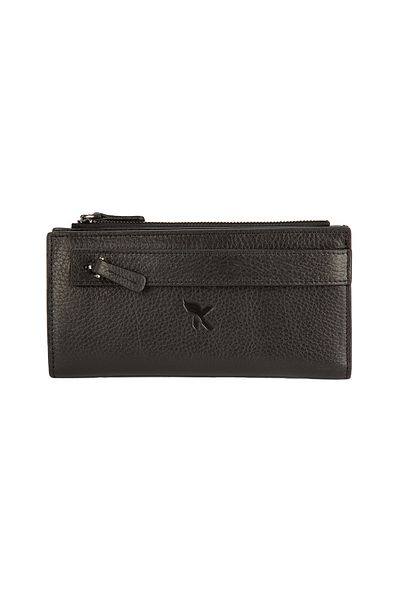 Honorius Men's Black Genuine Leather Large Size Handbag Wallet