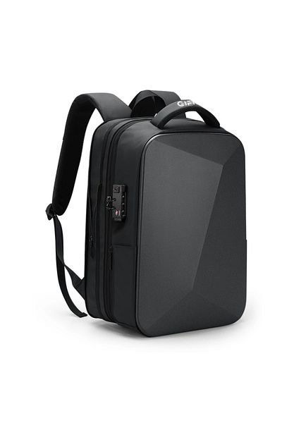 Giftx Rucsac pentru laptop 15.6, extensibil, carcasă rigidă cu USB și cod antifurt, GIFTX Ninja Negru