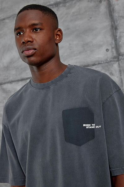 NOMARC Φουμέ Born To Stand Out Γραφισμένο Πλενόμενο Oversize T-shirt