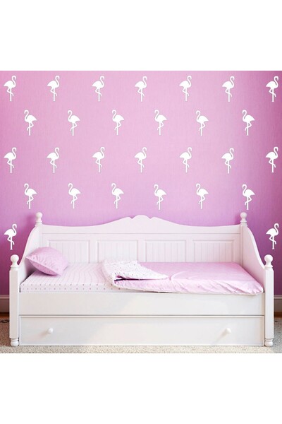Original Deals RO Set 45 Stickere Decorative in Forma de Pasare Flamingo, 5 x 10cm, Alb, Original Deals