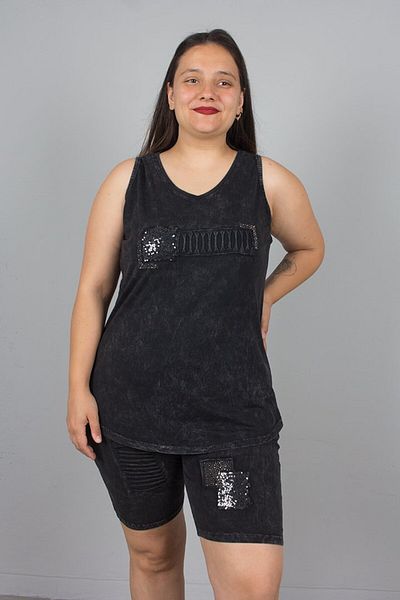 Truva XXL Plus Size Washed Shorts Cotton Combed Bottom Top Set