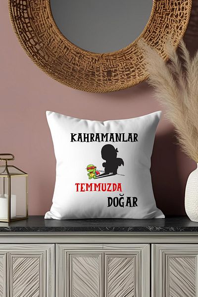 qoeuyl boutique Heroes Are Born This Month Printed Gift for Wife, Lover, Friend Father Satin Mini Decorative Pillow