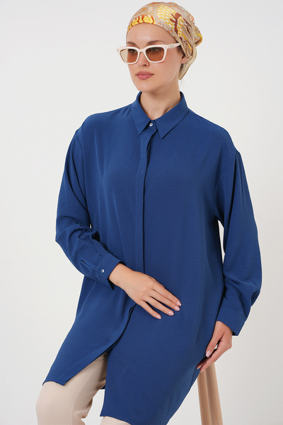 Bigdart Dámská dlouhá košilová tunika 5945 - Indigo