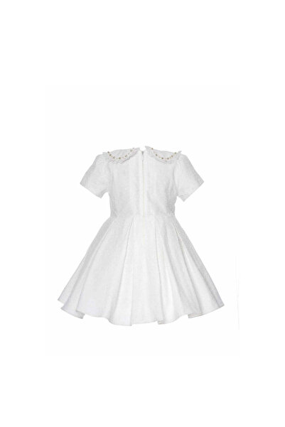 Pamina Elegant Dress for Girls, Pamina, Shiney, with Short Sleeves, 31076, White, 98 cm
