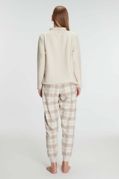 Motto10 butik Zipper Long Sleeve Sweatshirt Pants Set Viscose and Cotton Pajamas Set
