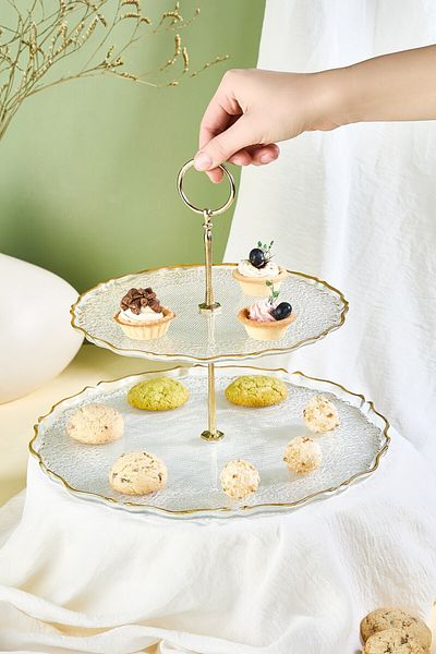 Lora Bianca Tapestry 2 Tier Cake/Cookie/Candy Holder Presentation Stand