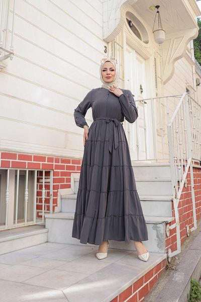 KADEEM 5-Layer Gathered Medina Silk Smoked Ferace