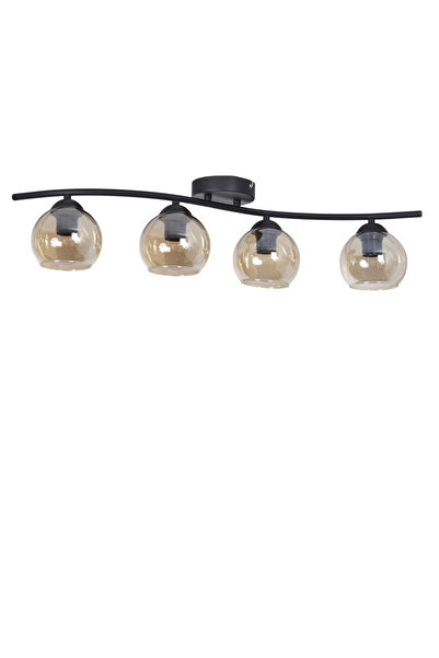 Modavize Maça Modern Tasarım - Salon Yatak Odası Mutfak Yemek Masası Siyah Renk Bal Camlı 4 lü Avize