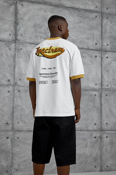 NOMARC Mustard Collar Spectrum Written Oversize Tshirt