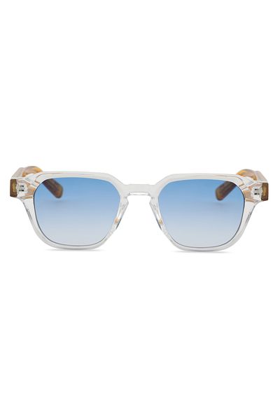 TomyHelf Square Design Transparent Frame Stylish Handle Detailed Blue Gradient Glass Unisex Sunglasses Ce Certified