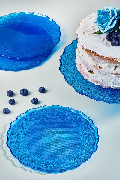 Lora Bianca Tapestry 7 Piece Cake Serving Presentation Plate Set