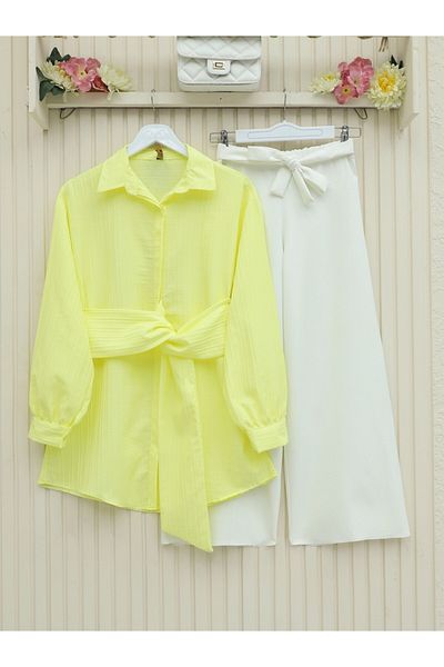 Modamorfo Tie-Fit Crinkle Shirt - Light Yellow