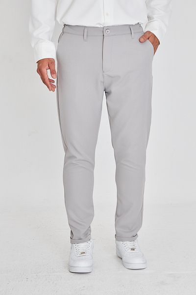 masso moda Men's Waist Half Elastic Belt Double Leg Bell Face Fabric Slim Fit Trousers