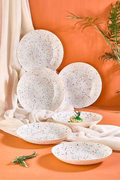 Lora Bianca Punti 6 Pcs 21 cm Dinner Plates