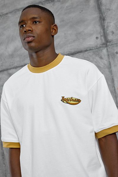 NOMARC Mustard Collar Spectrum Written Oversize Tshirt