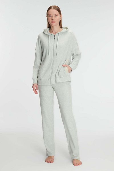 Motto10 butik Cotton Homesuit Hooded Zippered Home Wear Pajamas Set