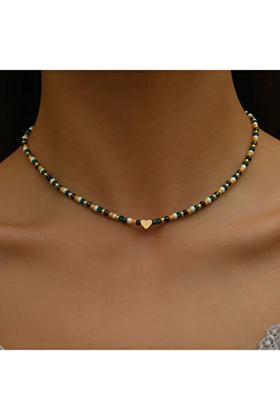 KumaşEvi الفولاذ المقاوم للصدأ - قلادة على شكل قلب مطرز |   مجوهرات الصيف الي...