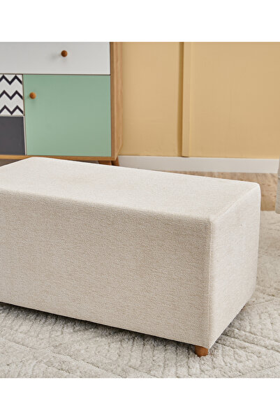 FAVORA Genma Ahşap Ayaklı Puf - Krem