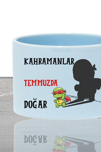 qoeuyl boutique Heroes Are Born This Month Printed Birth Father's Day Gift Rectangular Pastel Blue Cup with Handles