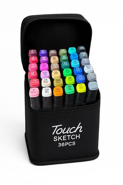 TOUCH SKETC Set of 36 Double Ended Professional Marker Crayons - with Bag and Stand