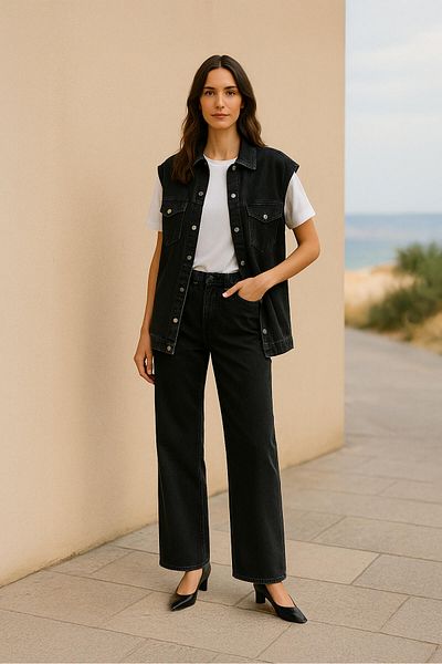 Touché Privé Denim Vest with Pockets