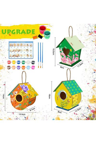weeyin 3 birdhouse construction kit for children, with watercolors, Weeyin