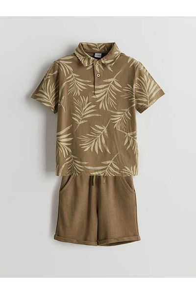 LC Waikiki Lcw Kids Khaki Polo Neck Boys T-Shirt and Shorts