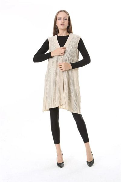 Fresh&Moda Women's Knitwear Seasonal Araboy Mercerized Large Size Mother Vest