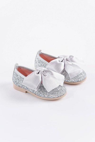 Mia Lui Marry Gloss Glitter Pantofi de balerină strălucitori și stilați pentru ocazii speciale, cu fundă mare din satin, pantofi pentru fete