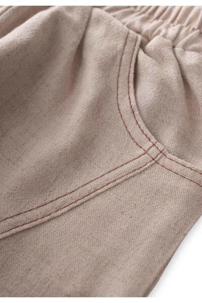 Cigit String Covered Linen Trousers 2-7 Years Natural
