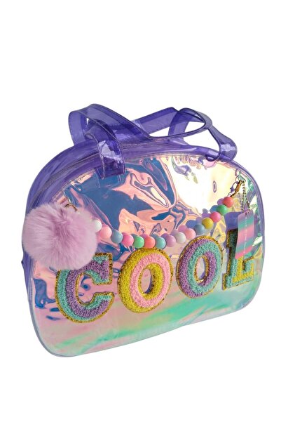 Dream Vest Διαφανής μωβ κομψή κεντημένη τσάντα παραλίας CN0023