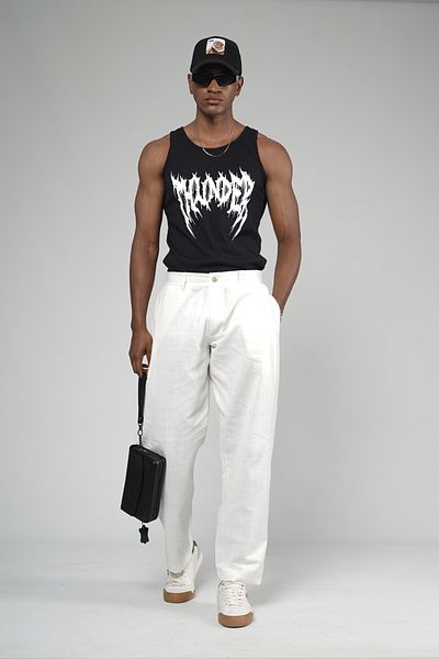 Butik Trend Biz Baggy Fit Lycra Linen Fabric Pleated Trousers