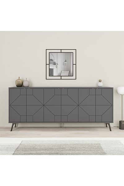 Mourah Home Dune Console 181 – Modern 6-Door Sideboard with Elevated Legs, Storage for Living, Dining & Hallway
