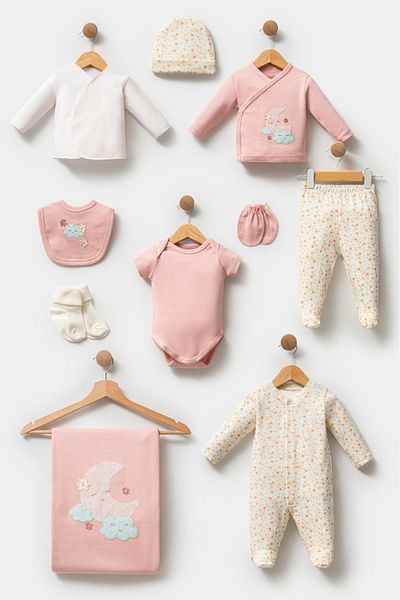Bebitof Cute Aybalam 10 Piece Boxed (Newborn) Hospital Release Bodysuit Set