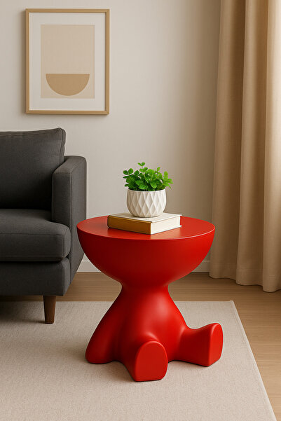 Velura Home & Living Tedy Yan Sehpa & Ayıcık Zigon Sehpa & Pinterest Sehpa Modeli - Kırmızı