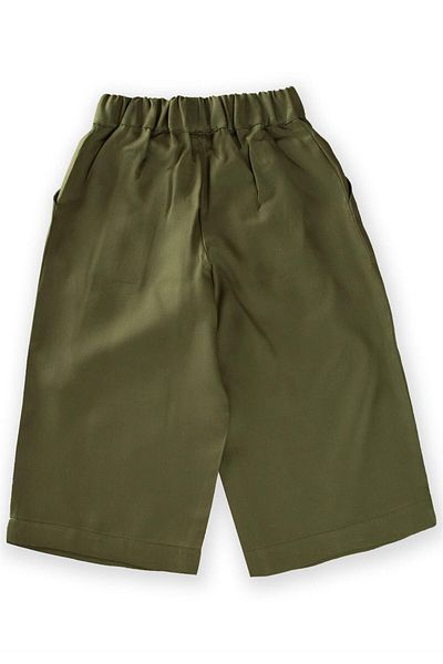 Cigit Pleated Loose Trousers 2-7 Years Khaki Green