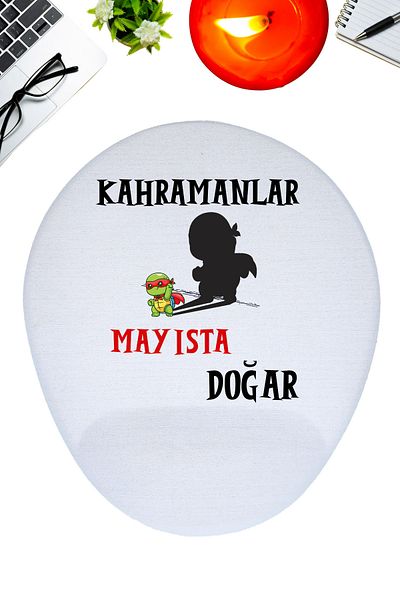qoeuyl boutique Heroes Are Born This Month Printed Birthday Special Day Gift Oval/Square Wrist Supported Mousepad