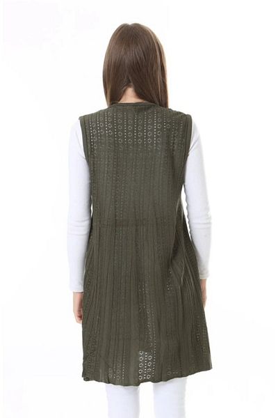 Fresh&Moda Women's Knitwear Seasonal Araboy Mercerized Large Size Mother Vest