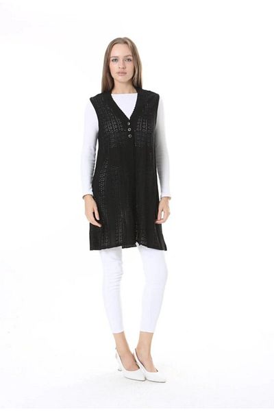 Fresh&Moda Women's Knitwear Seasonal Araboy Mercerized Large Size Mother Vest