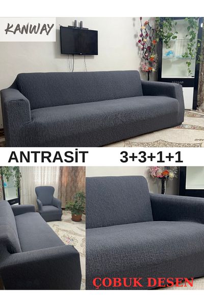 kanway Woven Jacquard Sofa Set Cover Elastic Flexible Washable Hook Pattern Pattern (3311)