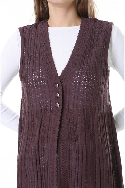 Fresh&Moda Women's Knitwear Seasonal Araboy Mercerized Large Size Mother Vest