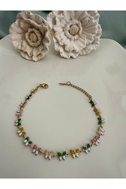 Estate İnverno خلخال من الفولاذ الذهبي غير القابل للتلطيخ مع تفاصيل الفراشة (مناسب للاستخدام في البحر)