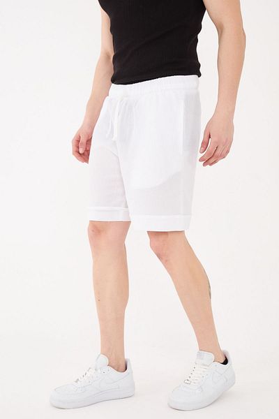 RELAXL 100% Cotton Comfortable Fit Women's Men's Short Summer White Shorts