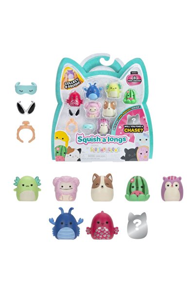 Squishmallows مجموعة سكويش-أ-لونغز 8 مجسمات + حلقات السلسلة 2 AL0065